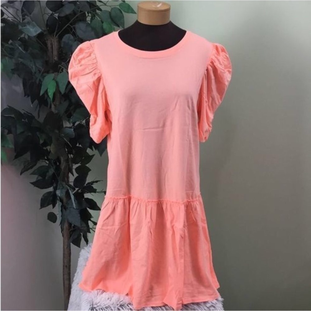 SO tiered knit dress Woman’s 3X neon peach dropped waist distressed fabr…